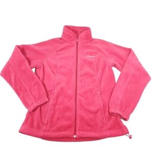Columbia Women's Sz M Pink Jacket Full Zip Long Sleeve Fleece Outdoors Fuchsia